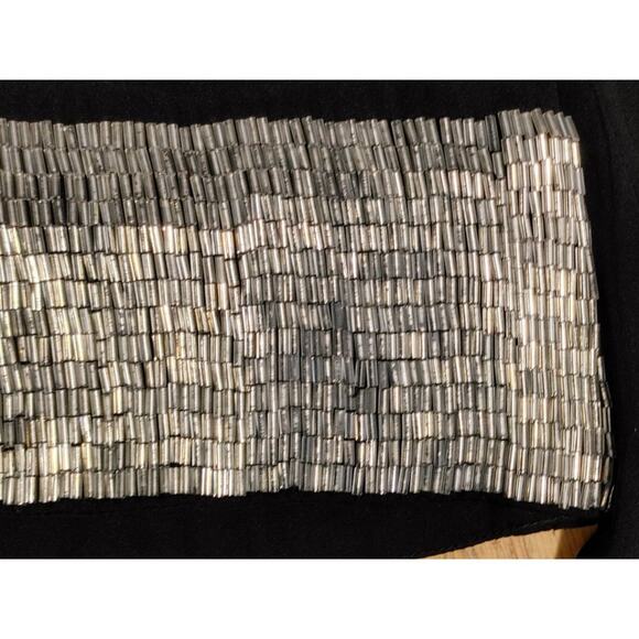 Alice & Olivia Silk Blend Shift Dress Silver Beaded Embellished Black Womens S - Picture 6 of 8